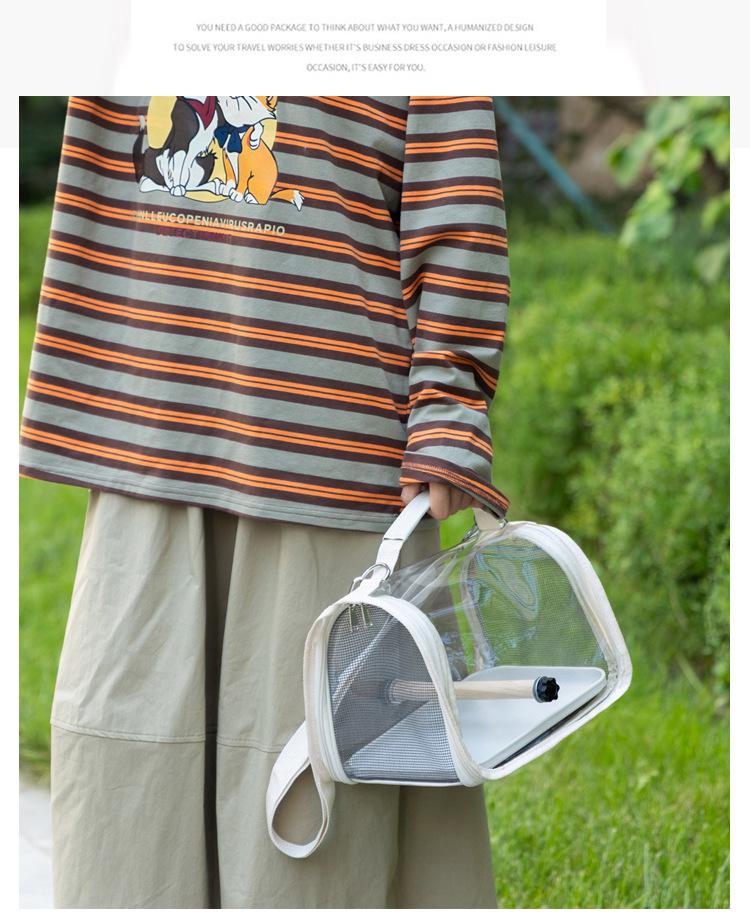 Bird Carrier Bag Transparent Window Breathable Portable Travel Cage with Perch for Parrots Small Birds Outdoor Handbag