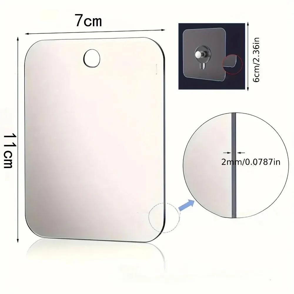 Bathroom Anti Fog Mirror Fogless Acrylic Shower Mirror with Wall Hook Portable Vanity Mirror for Men Shaving Women Makeup Travel