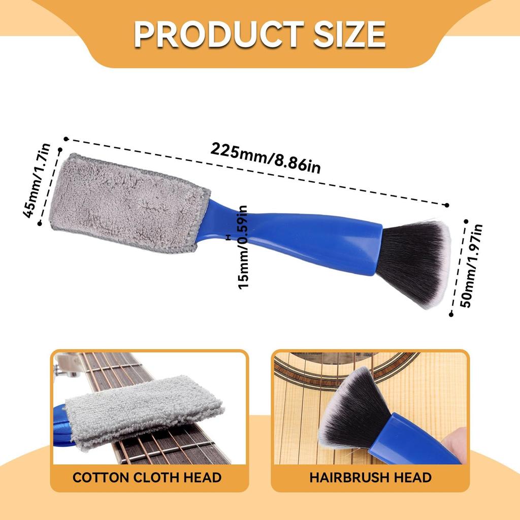 1PC Guitar Care Brush String Fingerboard Cleaning Dust Removal Brush, Double Head Musical Instrument Accessories