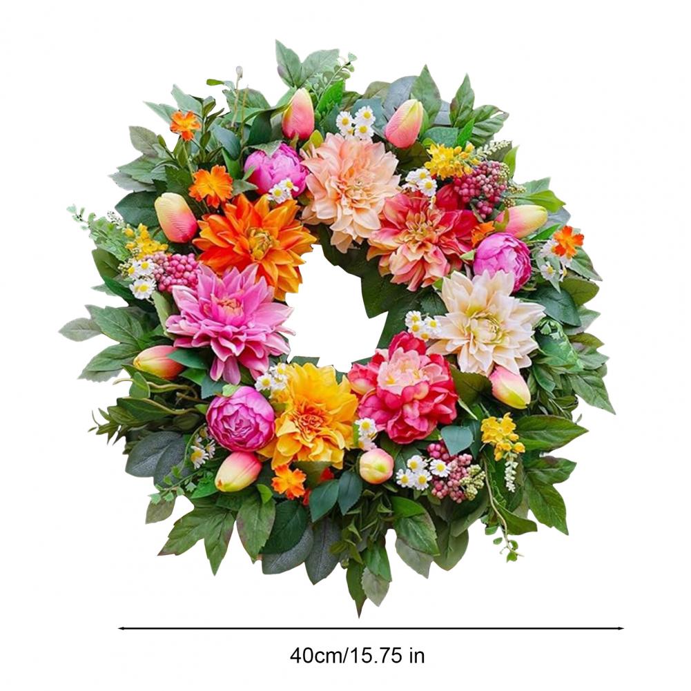 Holiday Wreath Christmas Wreath Artificial Floral Wreaths for Front Door Peony Dahlia Fall Wreath Spring Summer Greenery