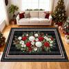 Christmas Plaid Carpet Mat Red Bauble Pine Branch Home Decoration Rug Xmas Traditional Holiday Living Room Decorative Floor Mat