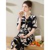 TUHUANG Women's Abstract Print Mulberry Silk V-Neck Dress