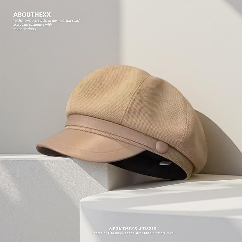 

Шерстяная шляпа с большой головой Женская Ретро Британский стиль Восьмиугольная шляпа Корейский стиль Утка Клюв Шляпа газетчика Повседневная Универсальная Шляпа художника M（56-58cm）