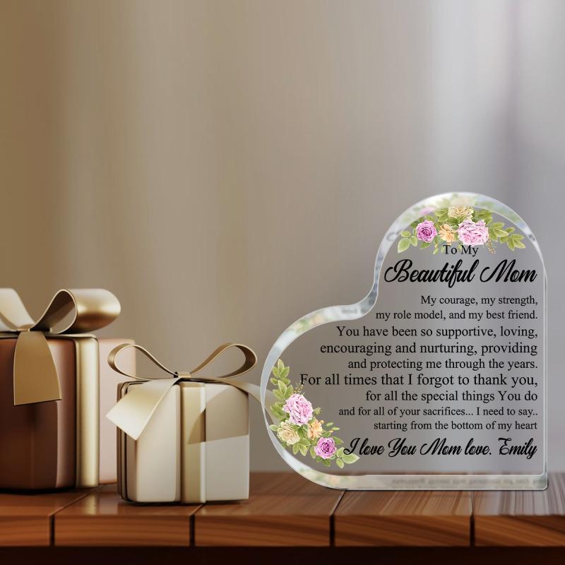 2D Flat Acrylic Gift Desk Decor Plaque, Mom Birthday Gifts, Suitable for Wall Decoration, Porch, Room, Villa, Accents Home, Hallway, or Workplace - Ru