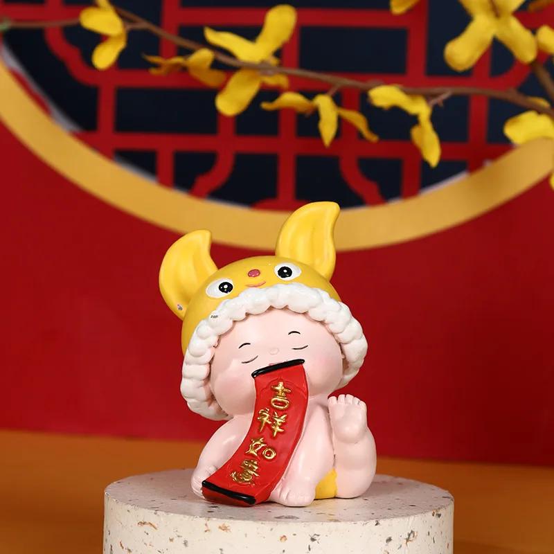 Caitu Baby Mascot Creative Resin Crafts Decorative Ornaments New Year Gift Opening Home Gift