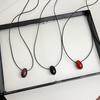Fashionable Long Black Cord Sweater Chain Agate Sphere Long Necklace Unique Clavicle Chain Jewelry for Fashion Lover