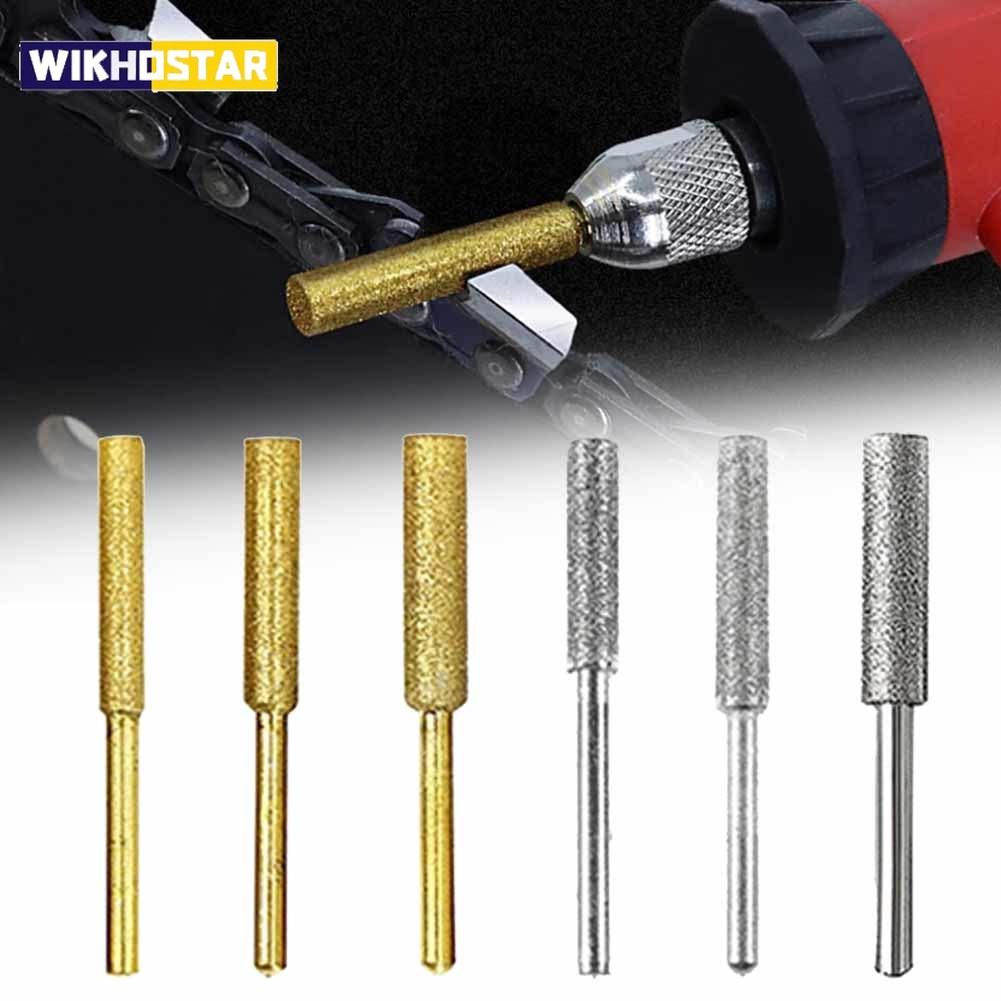 6pcs Chainsaw Sharpener 4/4.8/5.5mm Diamond Coated Cylindrical Burr Chain Saw Sharpening Grinding Head