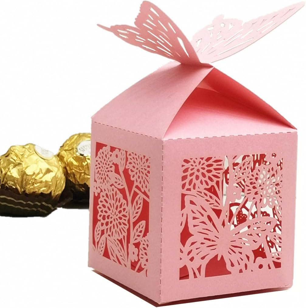 

30x Pink Elegant Appearance Butterfly Candy Box For Wedding Favor Wedding Party Box Wedding Gift Box
