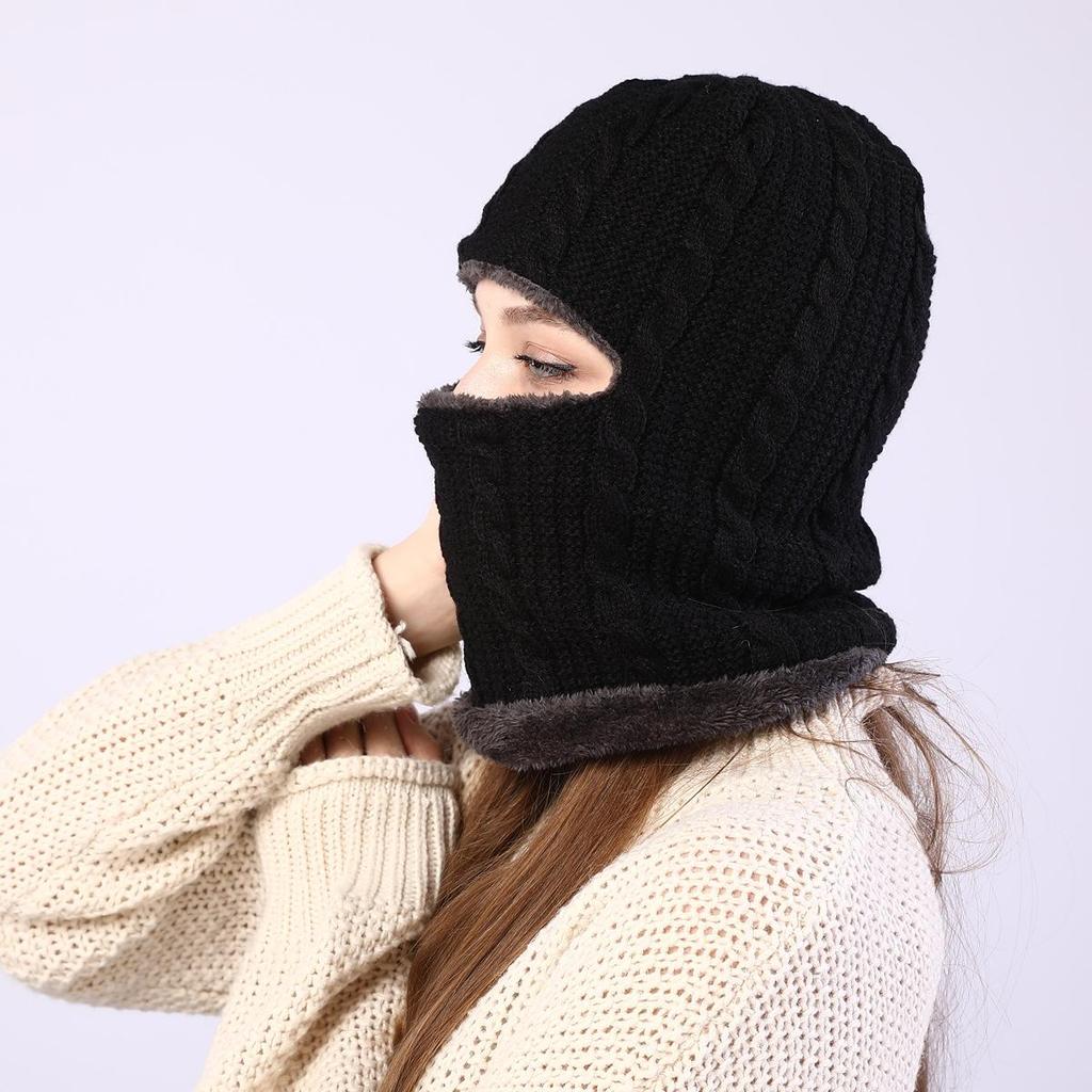 Damska zimowa smażona pasta Twist jednoczęściowa wełniana ochrona uszu oraz dziergany sweter z czapką szalik