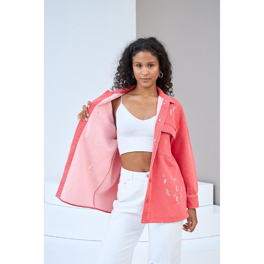 Women Colorful Denim Shirt