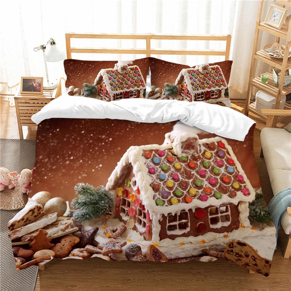 3D Christmas Bedding Set Christmas Gift Quilt Cover Pillow Case 2 or 3 AU/EU/DE/ES Full Size Soft Home Decoration