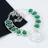 Amazing Emerald Gemstone Handmade 925 Sterling Silver Electroform Necklace, White Topaz Silver For Wife Unisex Pendant Anniversary Gifts