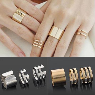 Set 3 Bucăți Modă Vintage Simplu Geometric Neregulat Hip Hop Set Inele de Deget Accesorii Bijuterii Femei Cadou