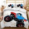 Truck Duvet Cover Set Automobile Blue Monster Pickup Truck Off Road Vehicle Bedding Set For Boys King Size Polyester Quilt Cover
