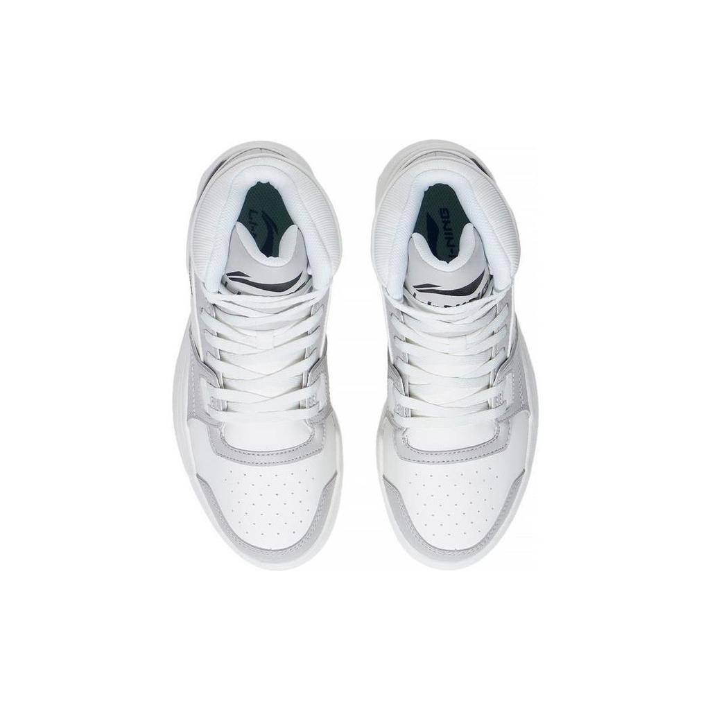 Li Ning Retro 90 Cushioning Slip Resistant High top Casual Shoes Women's White Gray ABCS098-1