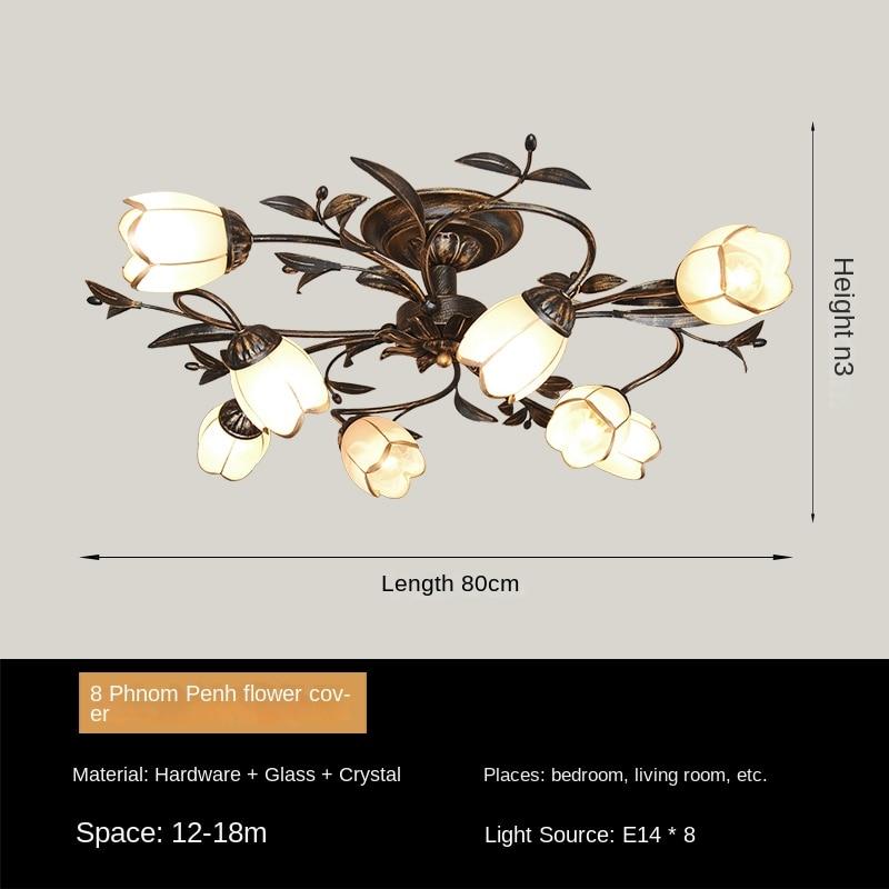 

Потолочный светильник в деревенском стиле с железным цветком и травой для гостиной, спальни, столовой, светильника 8 Head Lamps