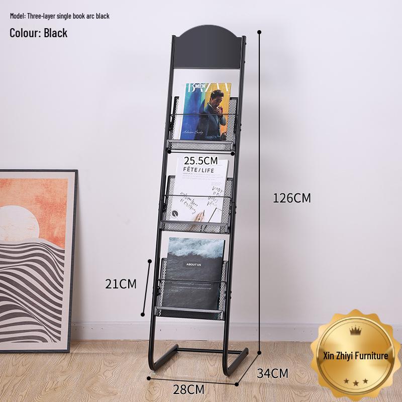 Freestanding Magazine and Book Display Rack with Single Page Storage