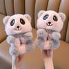 Children's Cartoon Panda Fluffy Slippers for Boys & Girls - Warm Cotton Home Shoes