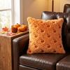 Halloween Plush Pillow Cover 45cm Square Decorative Cushion Case Soft Fabric Ghost and Pumpkin Pattern for Home Sofa Bedroom