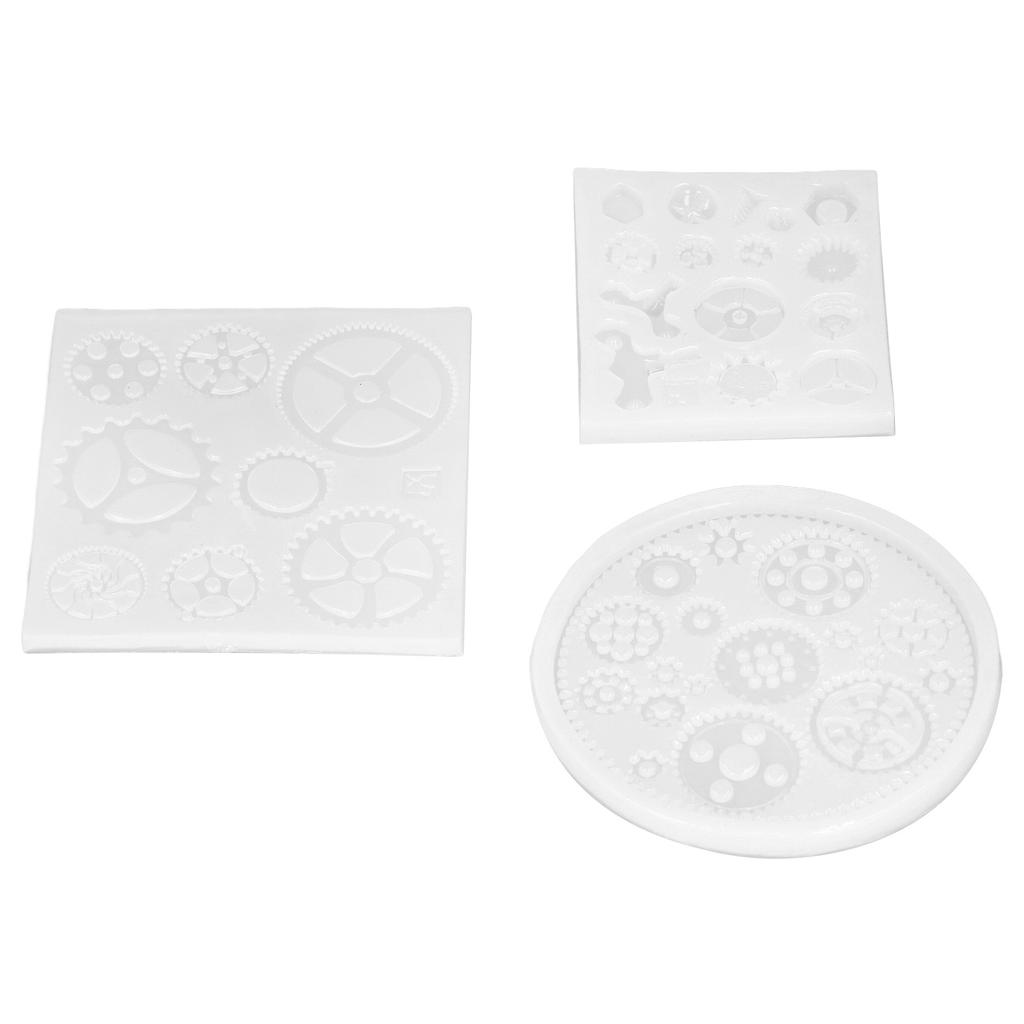 3PCS Gear Silicone Mould Cartoon Punk Style Industrial Gear Silicone Mold Mirror Flash Nonstick DIY