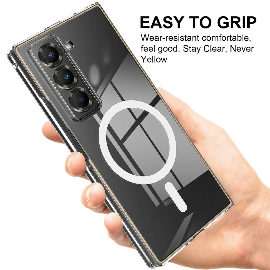 For Samsung Galaxy Z Fold Special Clear Phone Case Compatible with MagSafe TPU+Acrylic Back Cover