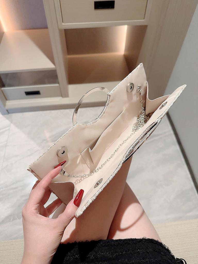 Dámská klasická plisovaná designová kovová náramková večerní kabelka kabelka párty kabelka večerní kabelka zdobená kamínky kabelka k šatům svatba