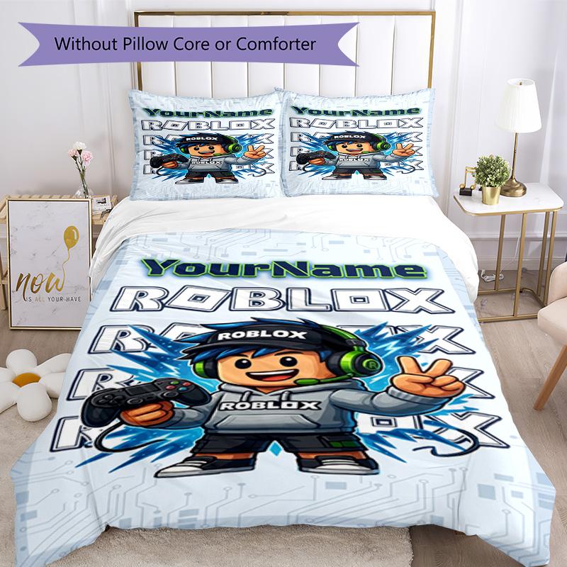 Roblox 450 Customize Your Name Bedding Set Breathable Duvet Cover with Pillowcases Home Decoration Birthday Gift