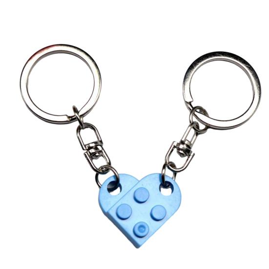 1 Pair Detachable Heart Pendant Keychain Matching Brick Key Ring Couple Lover Key Chain Valentine Day Gift