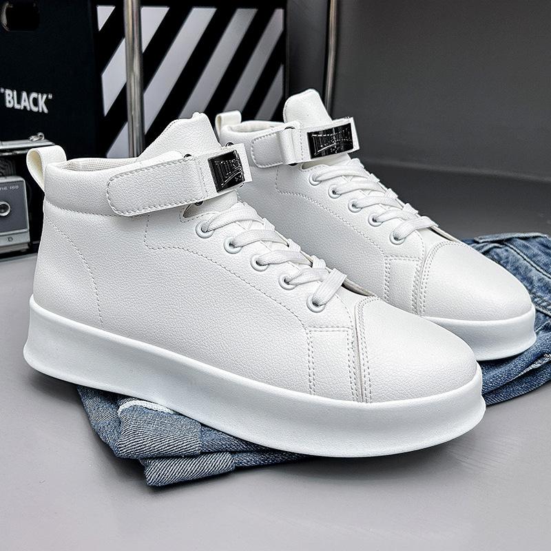 Vier Jahreszeiten Herrenschuhe Neue Kleine Weiße Schuhe High Top Sportliche Trendschuhe Herren Koreanische Ausgabe Dicksohlige Vielseitige Freizeit-Flats