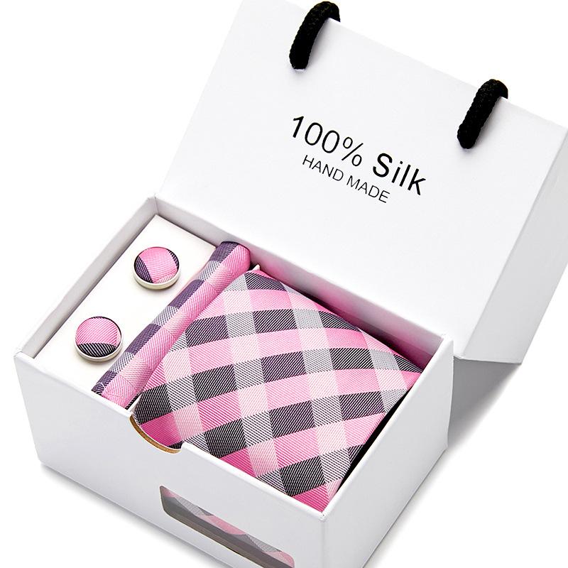 Men'S Tie Gift Box 5-Piece Set Tie Pocket Towel Scarf Cuff