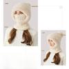 1pc Winter Fleece Lined Knit Hat with Earflap, Windproof and Warm Hooded Neck Gaiter for Outdoor Cycling,Christmas, Halloween