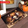 1pc, 2D Flat Printing, Halloween SPOOKY CREW Pumpkin Cat Doormat, Colorful Non-slip, Machine Washable Rug, 2D Flat