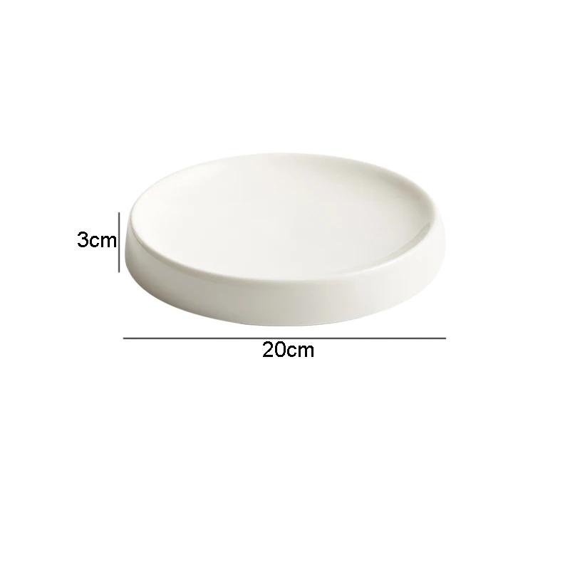 Ceramic Dinner Plate Round Snack Dessert Trays Solid Color Sashimi Sushi Dishes Household Specialty Tableware Steak Pasta Plates