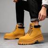 2025 Herbst/Winter Herren High-Top Gelbe Leder Martin Stiefel - Lässige Outdoor Höhenverstärkende Arbeitskleidung Schuhe