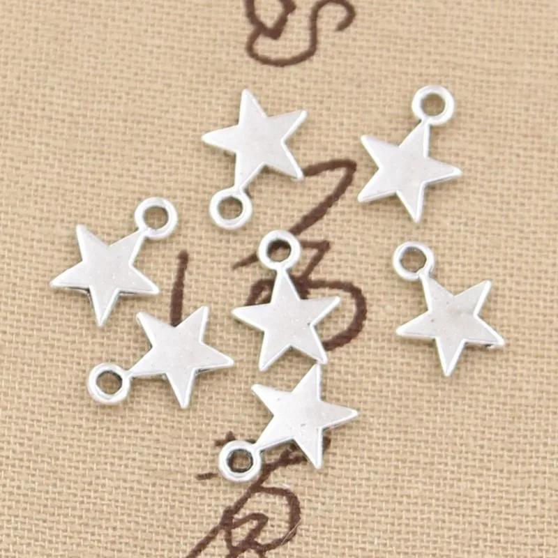 300pcs Charms Star Handmade Craft Pendant Making Fit Vintage Tibetan Silver Color DIY for Bracelet Necklace.