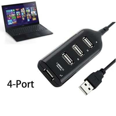 Black USB 2.0 Hi-Speed 4-Port Splitter Hub Adapter for PC Computer Multi-purpose