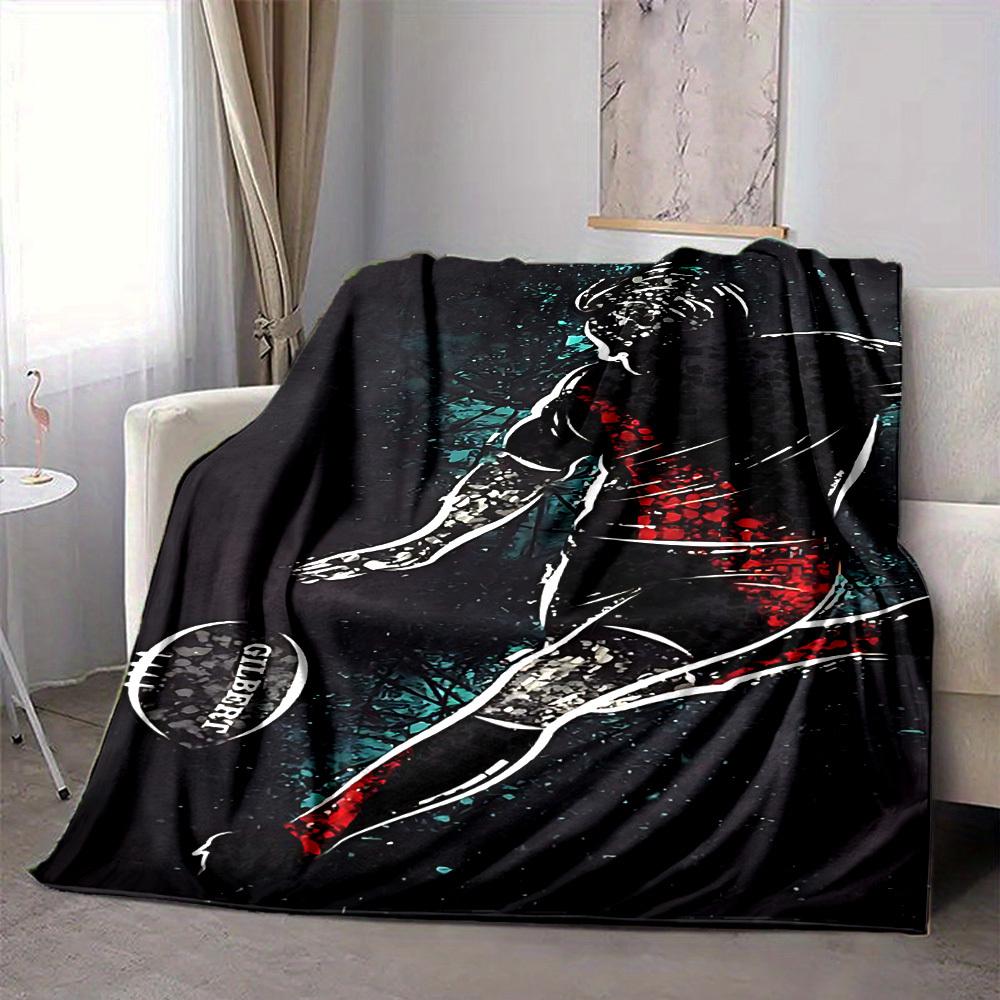 1pc Football Player Blanket, Lightweight Flannel Throw Blanket for Sofa, Bed, Travel, Camping, Living Room, Office, Couch, Chair, and Bed011
