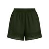 Women’s High Waist Elastic Shorts with Crochet Lace Trim Loose Fit Lightweight Summer Casual Shorts with Pockets
