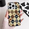 Schachbrettbär Kirsche Handyhülle Für iPhone 17 17Air 16 15 14 13 12 11 Pro Max 16 Plus Matt Stoßfest Weiche Hülle Funda