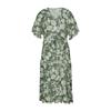 Damen Boho-Kleider, Blumendruck, kurzärmelig, V-Ausschnitt, lässig, hohe Taille, Strand-Maxikleid