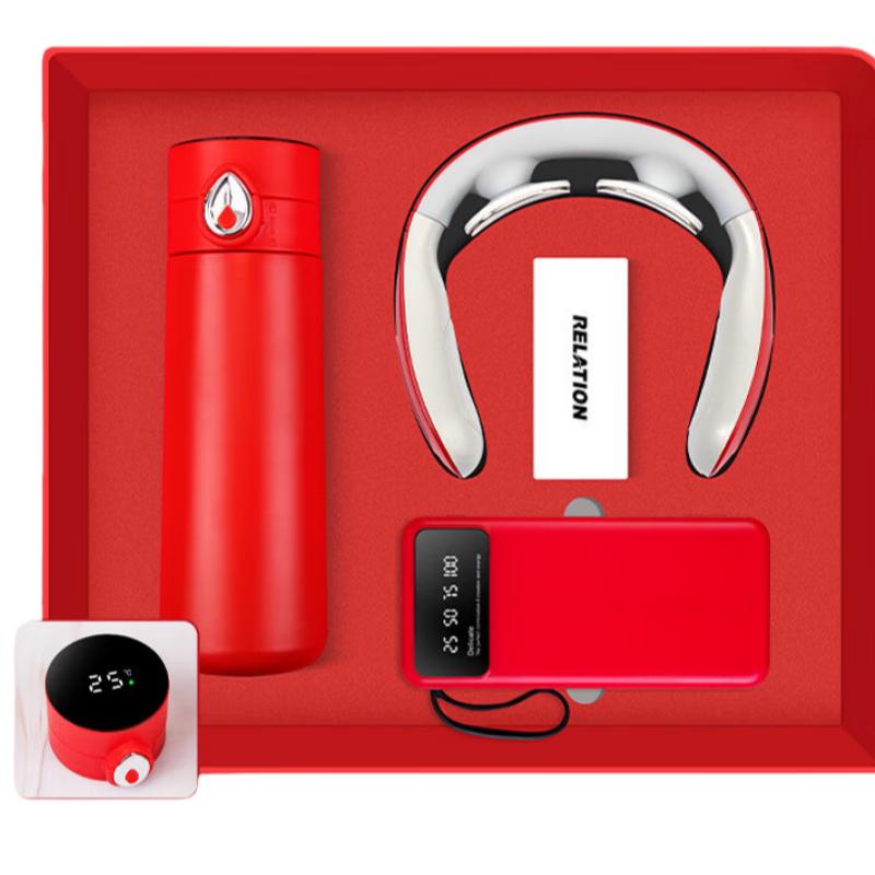 Smart Holiday Gift Set: Temperature Control Mug, Neck Massager, Power Bank