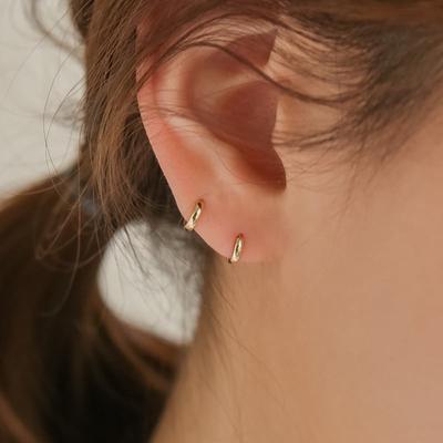 LUNNE 14k Round Mini One-Touch Ring Earrings (14K Gold) #ER05