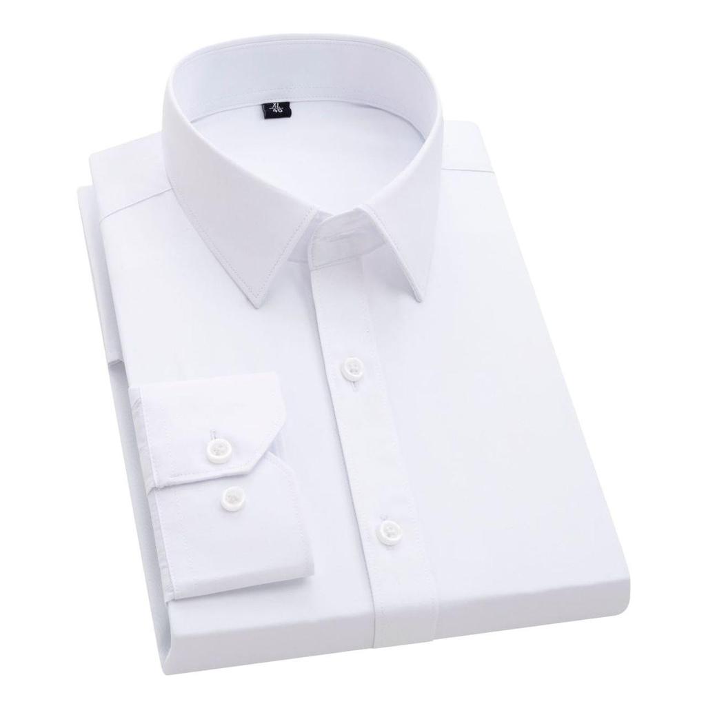 Men's Solid Color Long-Sleeve Business Shirt - Formal Workwear