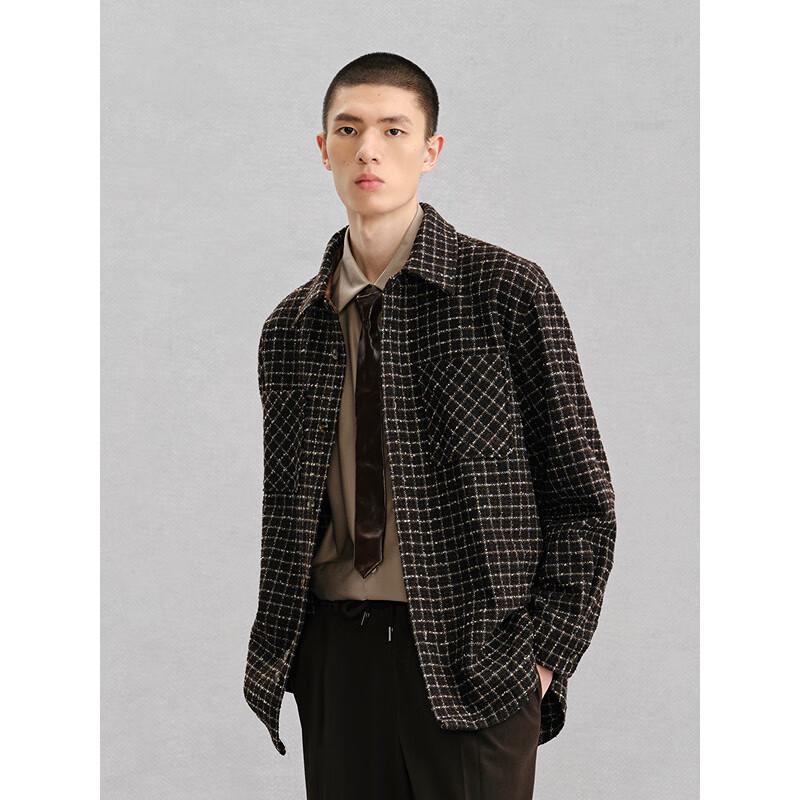 GXG Men's Brown Tweed-Style Shirt Jacket