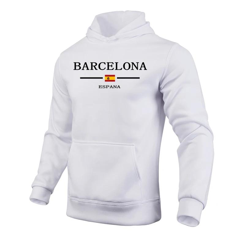 Barcelona Fashion Hoodies for Men All Season Daily Casual Sports Hooded Sweatshirts Male Home Outdoor Comfort Fashion Pullover