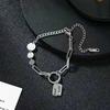 Lucky Tag Patchwork Irregular Style Bracelet - Niche Design, Neutral and Simple Wristband