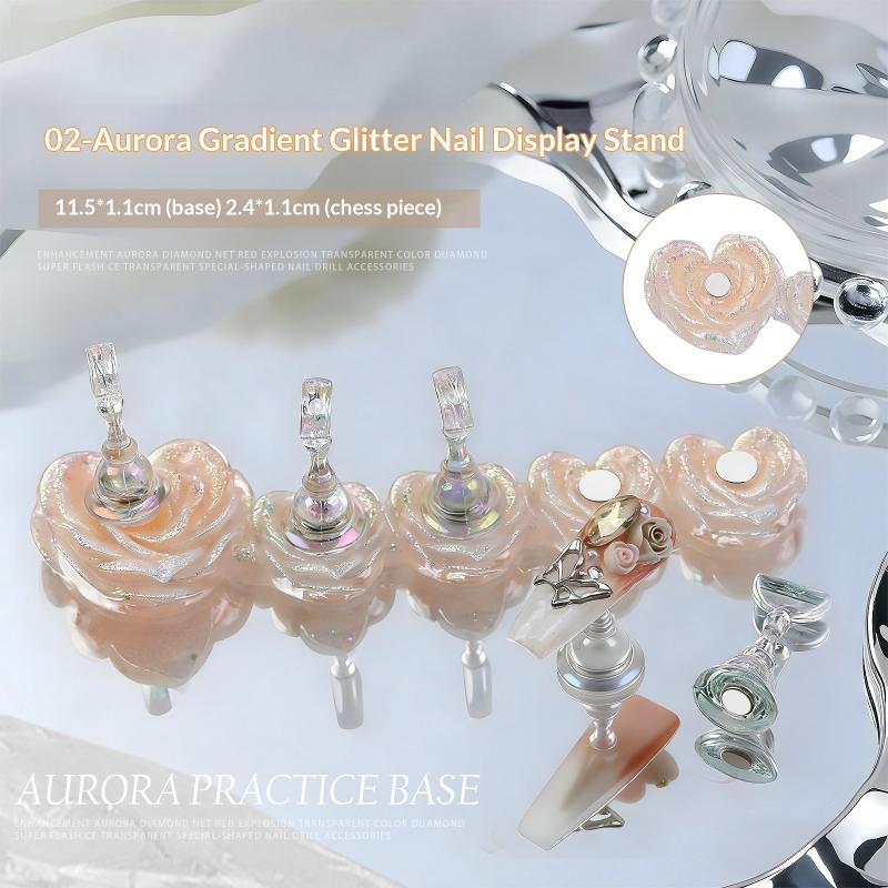 Aurora Flowers Magnetic Nail Tip Display Stand For Manicure Press-On Nails Training Gel Nail Polish Nail Tip Display Tool