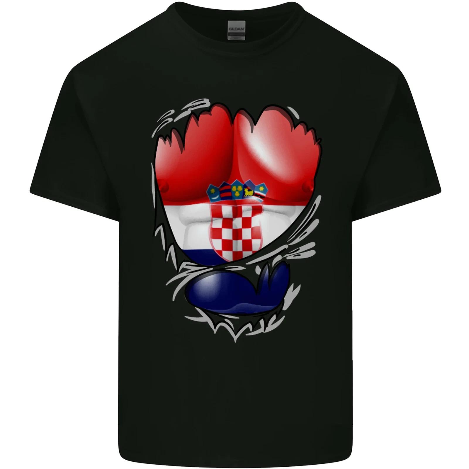Gym Croatian Flag Ripped Muscles Croatia Kids T-Shirt Childrens XL