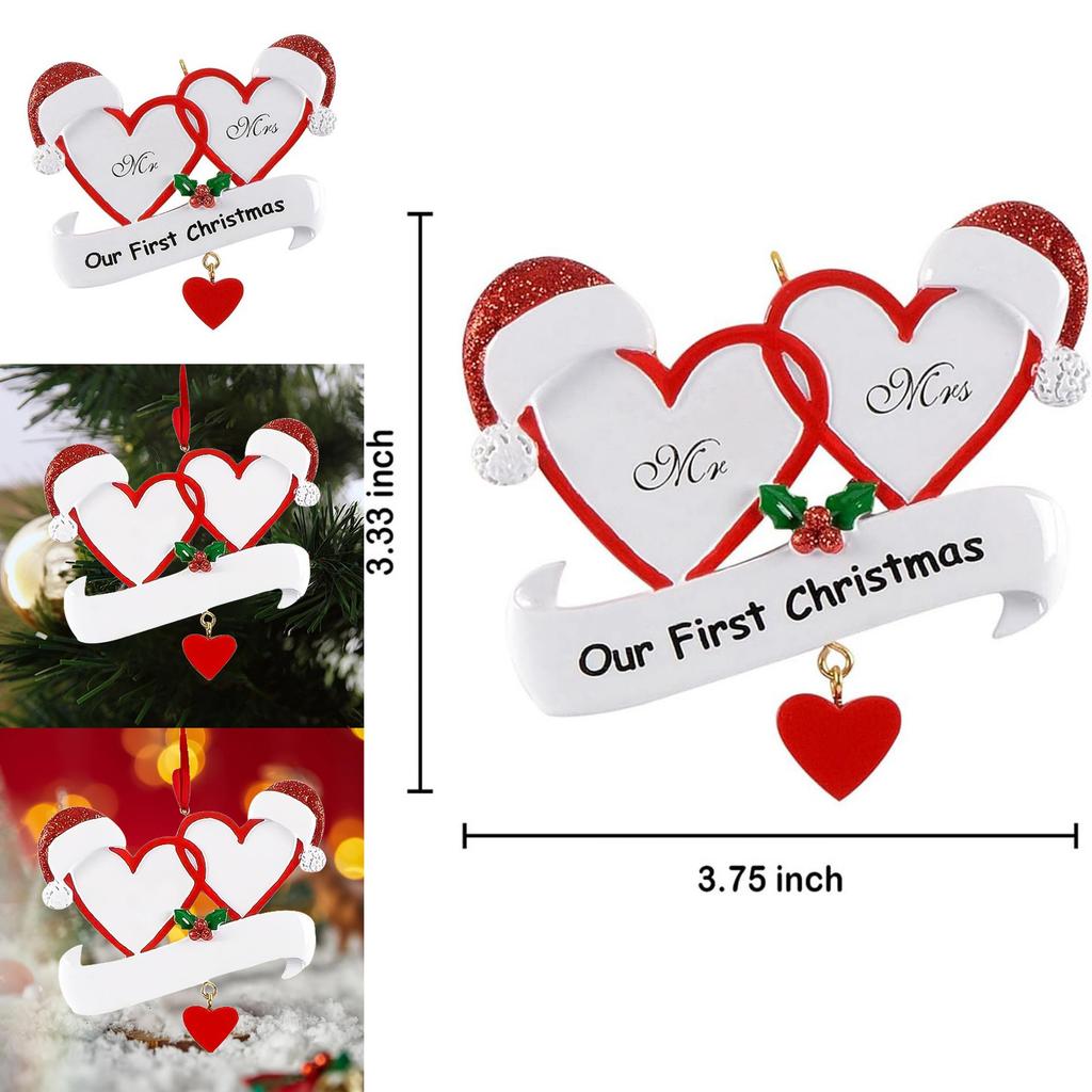 Delightful Double Heart Resin Christmas Tree Decorations For Festive Holiday Cheer