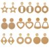 Geometric Rattan Woven Natural Wood Color Acrylic Earrings for Women's Jewelry